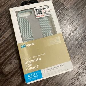 Silver shimmer and blue iPhone 8 Plus case